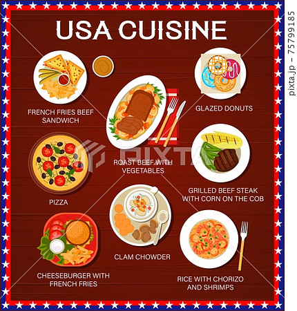 USA food menu, American cuisine dishes and meals USA food menu, American cuisine dishes and meals 75799185