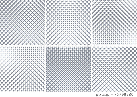 Set of abstract seamless patterns in fish scale design. Set of abstract seamless patterns in fish scale design. 75799530