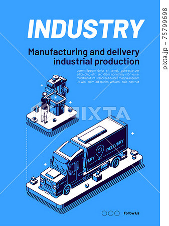 Industry isometric web banner, manufacturing. Industry isometric web banner, manufacturing. 75799698