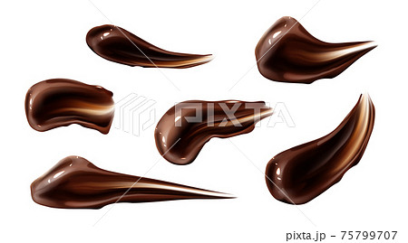 Chocolate strokes, brown liquid ganache smears 75799707