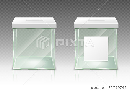 Empty donation box, glass plastic ballot container 75799745