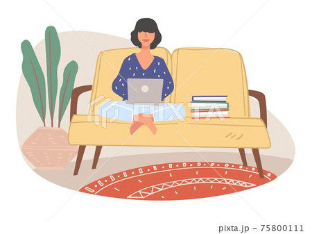 Freelancer working from home, student studying 75800111