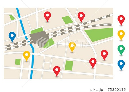 タウンマップ地図のデザインイラストシンプル背景素材のイラスト素材
