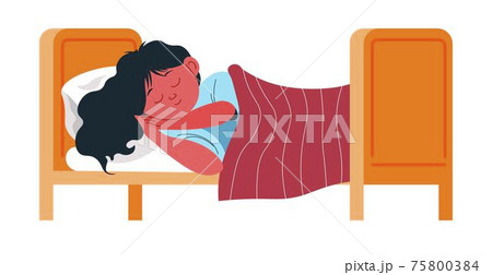 Small child sleeping in bed, napping kid at home Small child sleeping in bed, napping kid at home 75800384