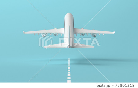 3d plane taking off from the landing strip. 3d rendering 75801218