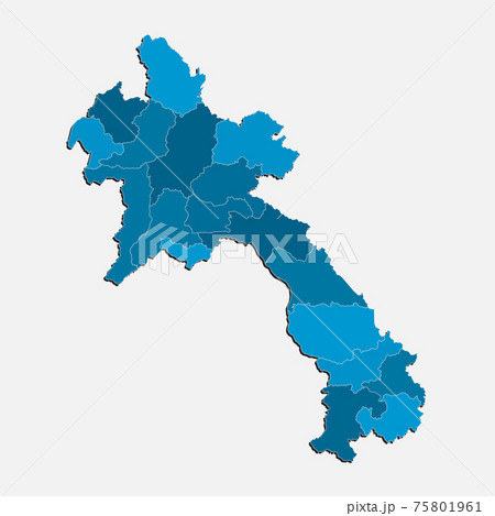Vector template Asia map Laos divide on regions Vector template Asia map Laos divide on regions 75801961