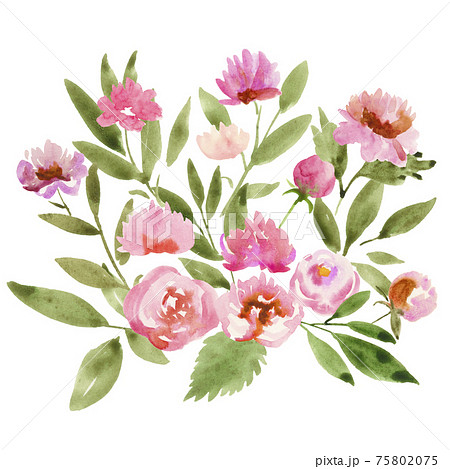 ピンクの花のブーケのイラスト素材 [75802075] - PIXTA