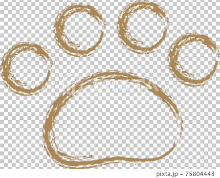 茶色の動物の足跡 手書き風 クレヨンタッチ 茶色の動物の足跡 手書き風 クレヨンタッチ 75804443