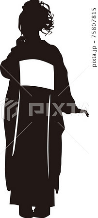 和服姿の女性　シルエット 75807815