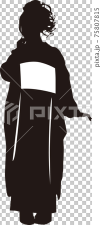和服姿の女性　シルエット 75807815
