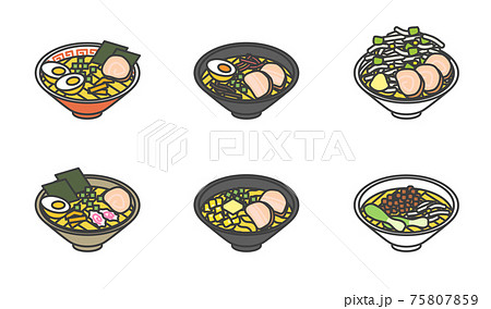 ラーメン6種イラストセット 75807859
