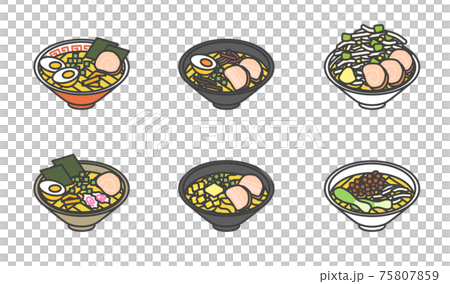 ラーメン6種イラストセット 75807859