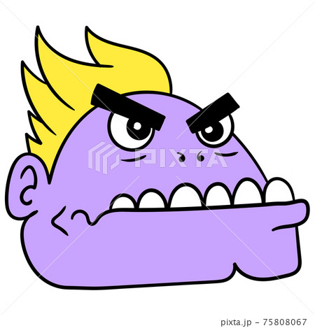 the head of a strange looking monster creature with large teeth was angry. doodle icon drawing the head of a strange looking monster creature with large teeth was angry. doodle icon drawing 75808067