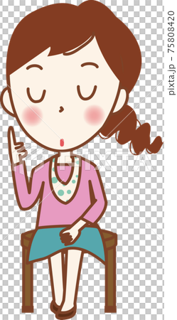 一個女人坐在椅子上,專心致志。 一個女人坐在椅子上,專心致志。 75808420
