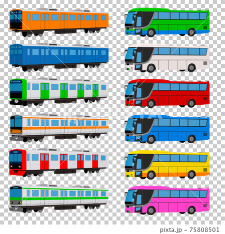 観光バスと電車のセット2 イラスト アイコン 観光バスと電車のセット2 イラスト アイコン 75808501