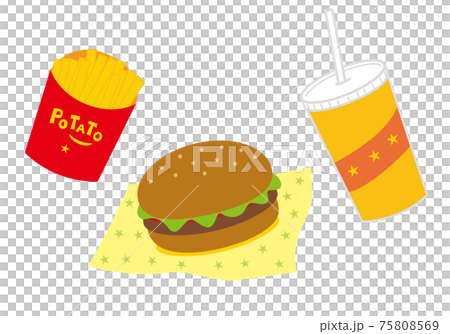 ハンバーガーセット イラストのイラスト素材