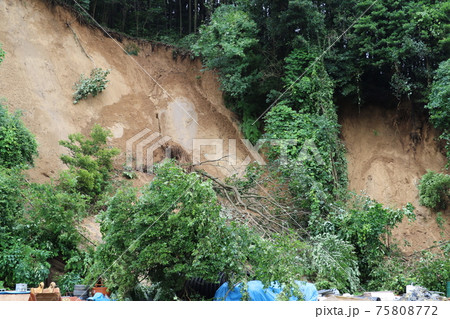 土砂崩れ　大雨災害　がけ崩れ 75808772