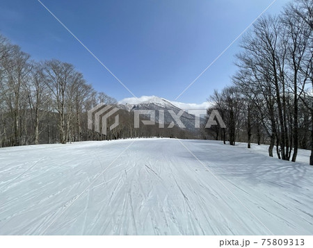 2021年3月の福島県のアルツ磐梯スキー場からの磐梯山 75809313