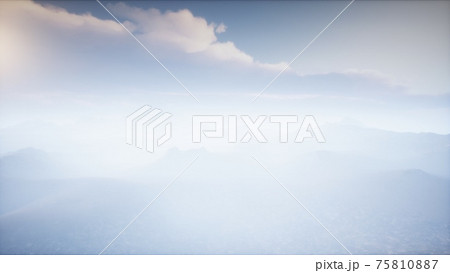Volcano Crater Landscape with Fog 75810887