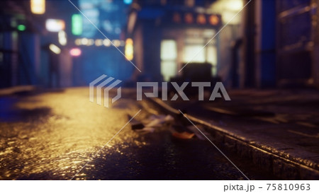 bokeh lights on night street in asia 75810963