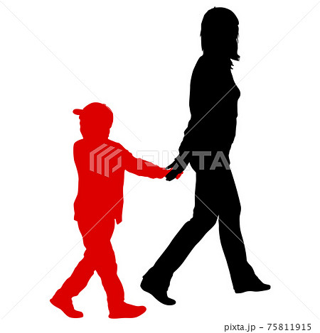 Silhouette of happy family on a white background 75811915