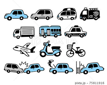 シンプルな乗り物アイコン(ブルー) 75811916