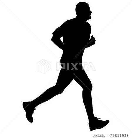 Black Silhouettes Runners sprint men on white background 75811933