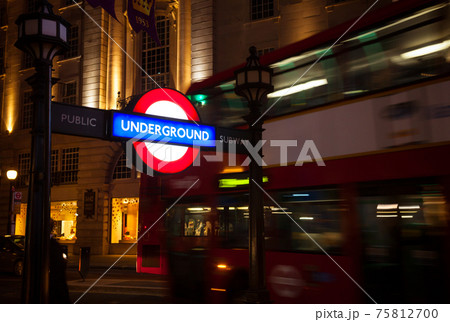 Iconic London Underground Tube sign at the Regent Street 75812700