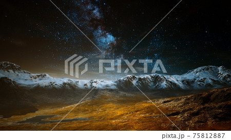 himalaya mountain with star in night time himalaya mountain with star in night time 75812887