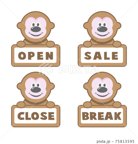 Open and closed board sign monkey Open and closed board sign monkey 75813595
