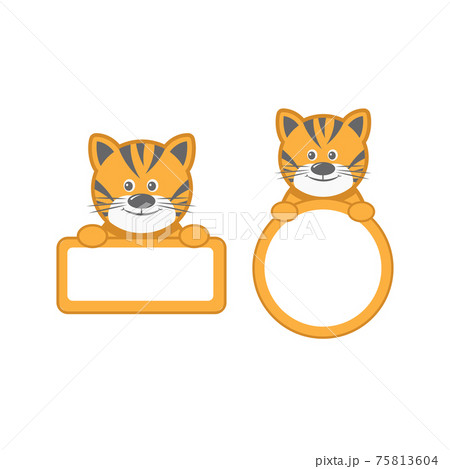 vector illustration of baby tiger with blank sign 75813604
