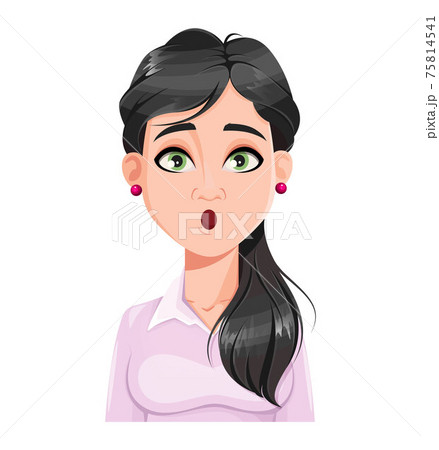 Face expression of beautiful woman, surprised 75814541