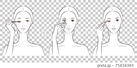 メイクをしている女性のイラスト 75816303