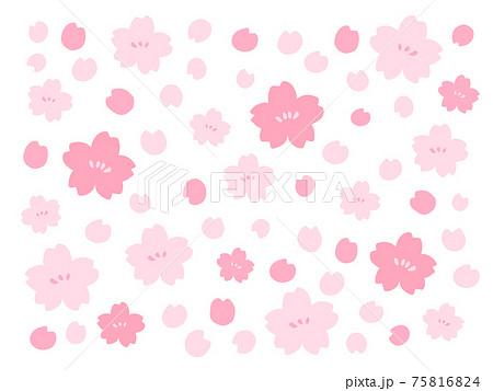 かわいい春の桜の木のテキスタイル/手書きイラスト素材 かわいい春の桜の木のテキスタイル/手書きイラスト素材 75816824