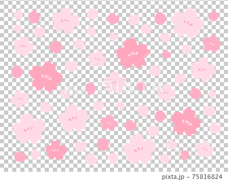 かわいい春の桜の木のテキスタイル/手書きイラスト素材 かわいい春の桜の木のテキスタイル/手書きイラスト素材 75816824