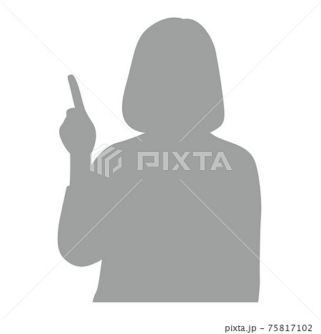 人差し指を立てている女性の人物シルエット素材のイラスト素材