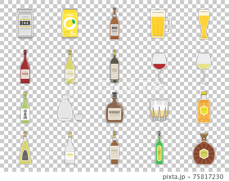 Illustration set of many kinds of sake 75817230