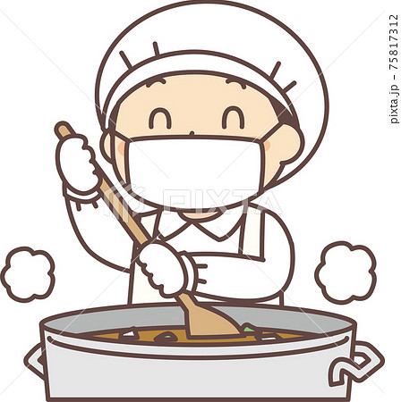 スープを煮込む調理師 栄養士のイラスト素材