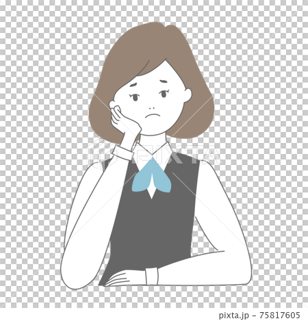 A woman in uniform wearing a cheek stick without motivation 75817605