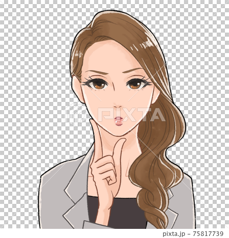 Thinking woman handwritten style career woman Thinking woman handwritten style career woman 75817739