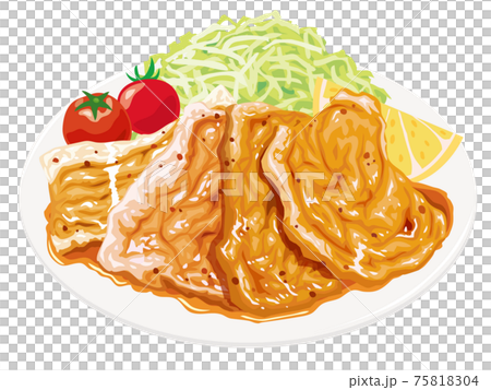豚の生姜焼きのイラスト素材