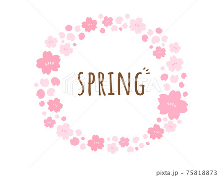 かわいい桜 リース 春 Spring 手書きイラスト素材のイラスト素材