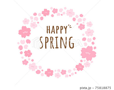 かわいい桜 リース 春 Spring 手書きイラスト素材のイラスト素材