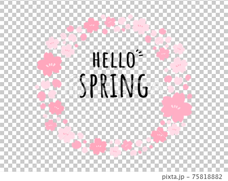 可愛的櫻花花圈春天（SPRING）/手寫插圖素材 75818882