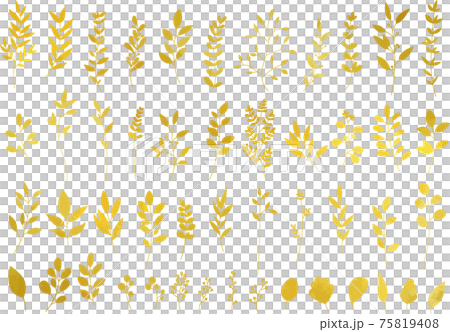 Gold leaf / plant set without line art Vector... - Stock Illustration ...
