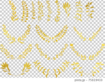 Gold leaf / plant frame set without line art... - Stock Illustration ...