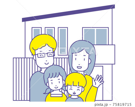 マイホームと笑顔の親子 75819715