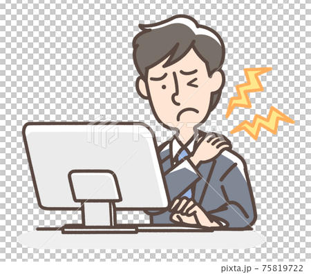 肩が凝っているスーツの男性 肩が凝っているスーツの男性 75819722
