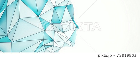 青いモザイク模様の抽象的な女性の横顔イラストのイラスト素材