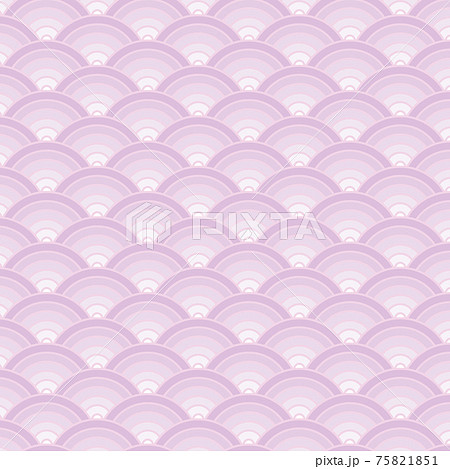 Japanese seamless circles pattern background. Japanese simple rounded background pattern for textile, paper, wrapping, ceramic, web and etc. Simple purple fish scale design pattern for spring sale. 75821851